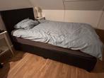 Tweepersoonsbed met hoofdbord (boxspring), Ophalen, Zwart, Tweepersoons, Zo goed als nieuw