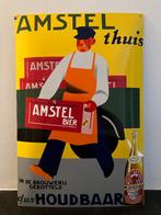 Amstel emaille reclamebord "Amstel thuis"., Verzamelen, Merken en Reclamevoorwerpen, Ophalen of Verzenden, Gebruikt, Reclamebord
