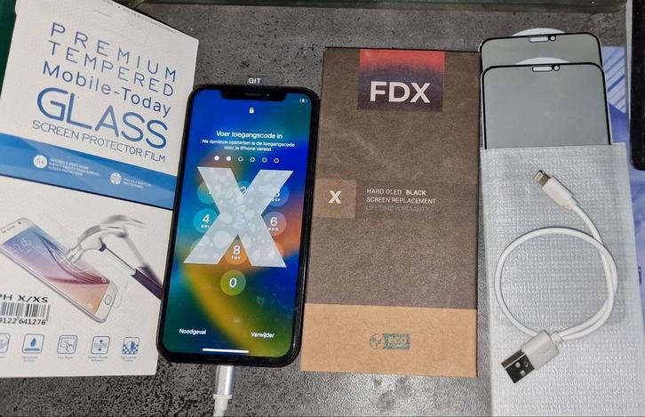 IPhone X 256gb black met nieuw Oled scherm, Telecommunicatie, Mobiele telefoons | Apple iPhone, Zo goed als nieuw, 256 GB, Zonder abonnement