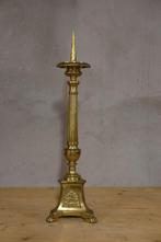 Vergulde kandelaar   59 cm hoog   vintage antiek, Ophalen of Verzenden, Overige materialen