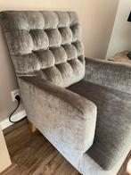 2 stuks — Fauteuil — Grijs — Velours, Huis en Inrichting, Fauteuils, 75 tot 100 cm, Ophalen of Verzenden, Zo goed als nieuw, 50 tot 75 cm