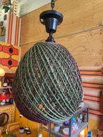 Vintage jaren 70 groene macrame hanglamp, Overige materialen, Vintage, ?, Zo goed als nieuw
