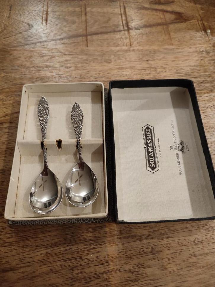 Sola ajour meerdere doosjes G Sola Z met inhoud, Antiek en Kunst, Antiek | Bestek, Ophalen of Verzenden