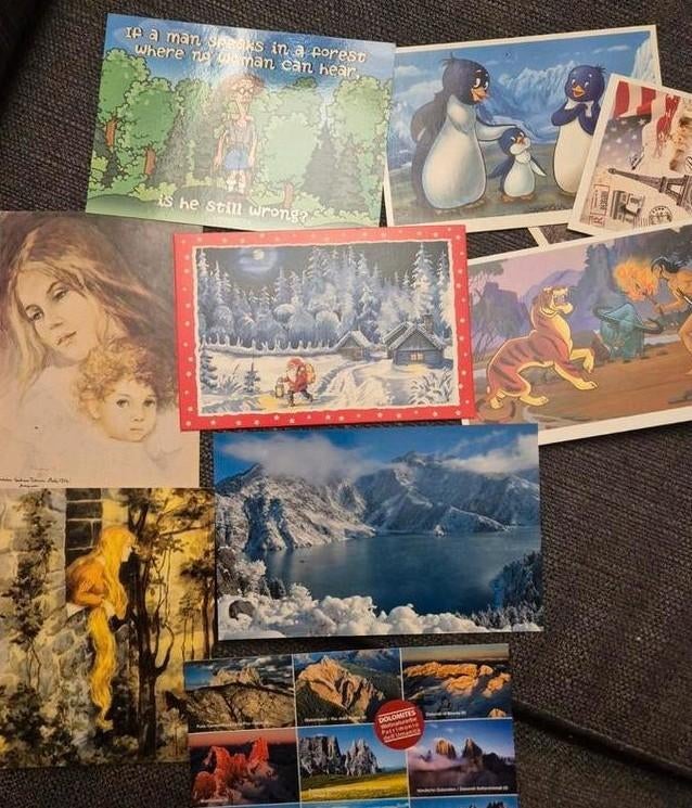 POSTCROSSING postkaarten diverse thema's en postzegels, Ophalen of Verzenden, Ongelopen