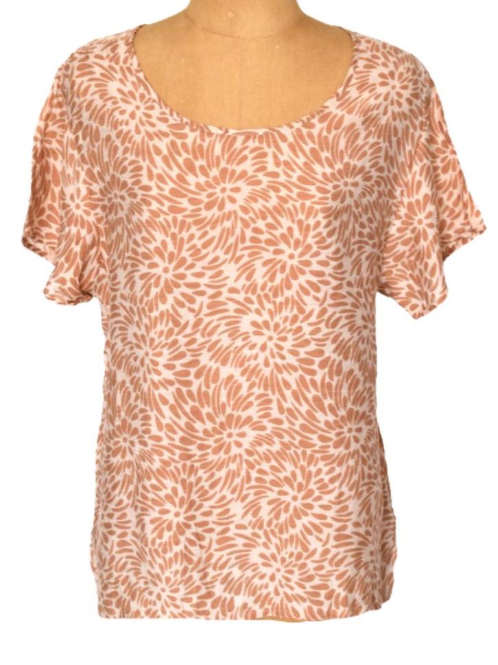 Ambre Babzoe shirt, top, zalm/bruin, Mt. 38 / M, Kleding | Dames, Tops, Zo goed als nieuw, Maat 38/40 (M), Korte mouw, Verzenden