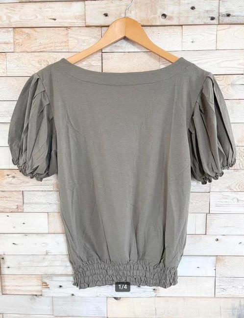 Aparte top V-hals en plooien op de rug; Hans Ubbink; maat 40, Kleding | Dames, Tops, Nieuw, Maat 38/40 (M), Grijs, Lange mouw
