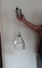 2 hanglampen met glazen kap en pendel, Ophalen of Verzenden, Zo goed als nieuw, Glas, Minder dan 50 cm