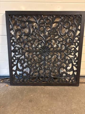 Houtgesneden Paneel 91x91cm - Prachtig Decoratief beschikbaar voor biedingen