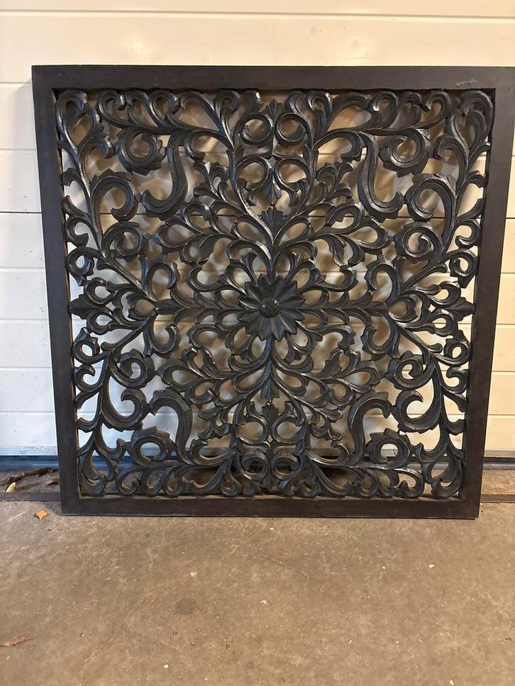 Houtgesneden Paneel 91x91cm - Prachtig Decoratief, Huis en Inrichting, Woonaccessoires | Wanddecoraties, Gebruikt, Ophalen