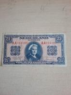 Nederland 2½ Gulden Muntbiljet 1945 eerste serie AA, Ophalen of Verzenden, 2½ gulden, Los biljet