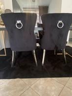Eric Kusters velvet stoelen zwart chroom met ring, Huis en Inrichting, Stoelen, Ophalen, Zo goed als nieuw, Zwart, Vier