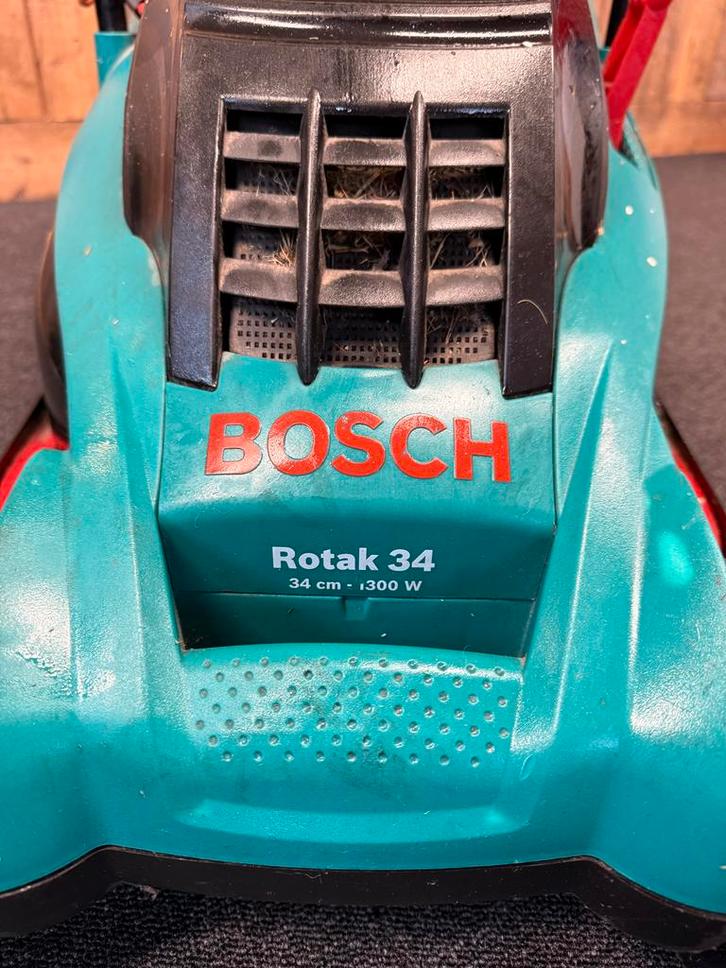 Bosch Rotak 34 Elektrische Grasmaaier, Tuin en Terras, Grasmaaiers, Gebruikt, Elektrische grasmaaier, 30 t/m 39 cm, Cirkelmaaier