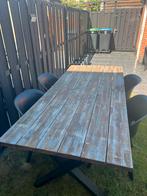 Tuinset met 4 stoelen allibert houten tafel metalen poten, Ophalen, Gebruikt, Hout