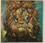 ‘time to focus’ Gold eye Lion by Tettey, Antiek en Kunst, Kunst | Schilderijen | Modern, Ophalen of Verzenden