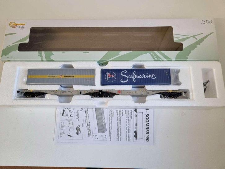 Mehano 58637 - Containerwagen met twee containers uit Ep VI, Hobby en Vrije tijd, Modeltreinen | H0, Zo goed als nieuw, Wagon
