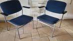 Vintage Gispen buisstoelen jaren zeventig ploegstof, Huis en Inrichting, Stoelen, Ophalen, Gebruikt, Twee, Blauw