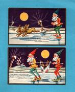 2x Leuke oude kaarten met kabouters  M384 uit ca 1930, Verzamelen, Ansichtkaarten | Themakaarten, Verzenden, 1920 tot 1940, Gelopen