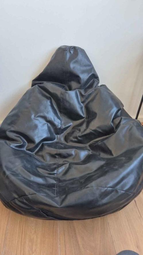 Leren bean bag, Huis en Inrichting, Zitzakken, Gebruikt, Zitzakstoel, Zwart, Verzenden