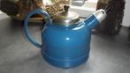 petrol blauw emaille fluitketel met bies, Antiek en Kunst, Antiek | Emaille, Ophalen of Verzenden