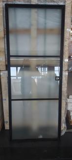 Stalen Scharnierdeur - 3 vaks - Mat glas - linksdraaiend, 80 tot 100 cm, 215 cm of meer, Binnendeur, Ophalen of Verzenden