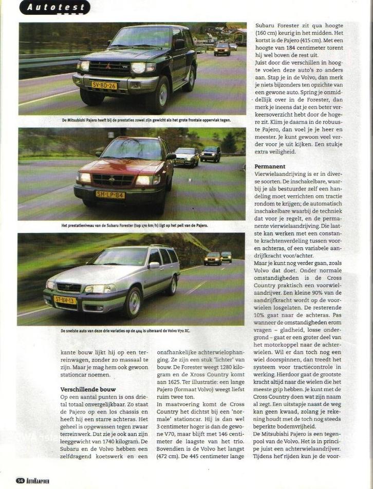 Autokampioen triotest Pajero,Forester en Volvo V70 XC, Boeken, Auto's | Folders en Tijdschriften, Gelezen, Volvo, Ophalen of Verzenden