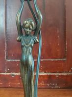 Art Deco Koperen Dameslamp, Ophalen, Gebruikt, Glas, Minder dan 50 cm
