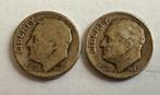 2x One Dime 1946/1947 Amerika Zilver, Postzegels en Munten, Munten | Amerika, Setje, Zilver, Ophalen of Verzenden, Noord-Amerika
