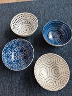 Blauw-Witte Kommetjes Set (4) - Geometrisch Design, Ophalen
