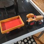Vintage houten tractor met kiep aanhangwagen gemaakt in DDR, Ophalen of Verzenden, Zo goed als nieuw
