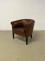 Clubchair, clubfauteuil in handgeverfd rundleer, Huis en Inrichting, Fauteuils, Ophalen, Minder dan 75 cm, Leer, Zo goed als nieuw