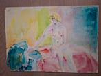 Aquarel vrouwelijk naakt mogelijk van Dien Bos 34 bij 24 cm, Verzenden