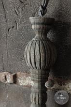 Houten klos ornament hanger leren veter hang stoer sober, Verzenden, Nieuw