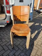 Houten retro vintage stapelstoelen, Ophalen, Gebruikt, Bruin, Vijf, Zes of meer stoelen