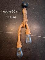 Vintage touw hanglamp met twee lampen, Gebruikt, 50 tot 75 cm, Vintage, Ophalen of Verzenden