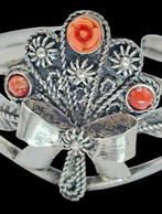 Zilveren klem Armband met Bloedkoraal, Verzenden, Zilver, Armband