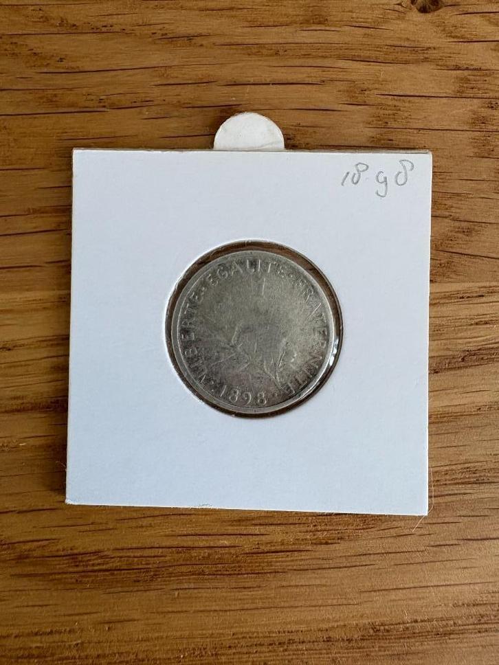 Frankrijk 1 frank 1898 en 1919 - zilver, Postzegels en Munten, Munten | Europa | Niet-Euromunten, Frankrijk, Zilver, Ophalen of Verzenden