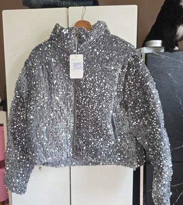 Nieuwe dames pailletten bling bling bomber jas maat l  beschikbaar voor biedingen