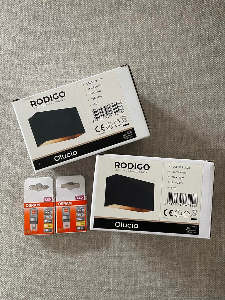 Rodigo Olucia wandlampen nieuw incl. lampjes, Ophalen, Nieuw, Metaal