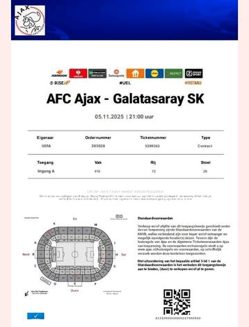 LET OP FAKE TICKETS WORDEN AANGEBODEN AJAX VS GALA ‼️‼️ beschikbaar voor biedingen