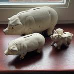 3 vintage ijzeren spaarvarkens, Ophalen of Verzenden, Metaal of Blik, Overige thema's