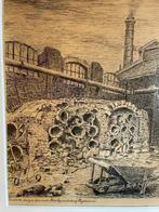 B. Groenendijk - tekening - Koolgasstokerij Feijenoord, Ophalen of Verzenden