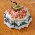 Antieke Vintage Art Deco hanglamp met winter tafereel 1930s, Ophalen of Verzenden