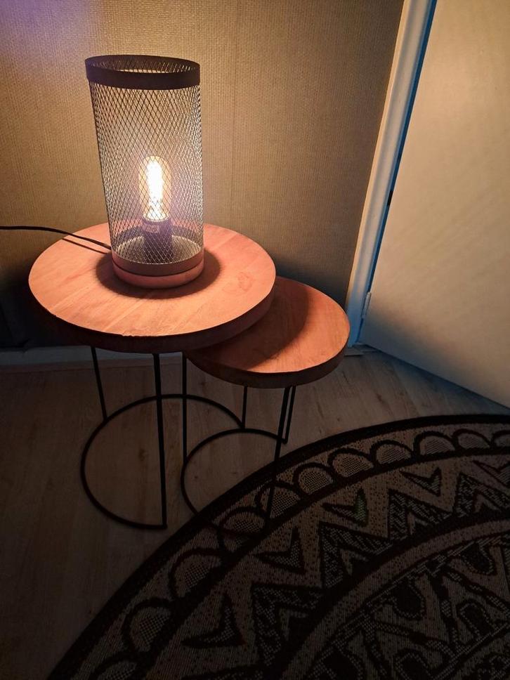 Set van 2 Bijzettafeltjes + Sfeerlamp, Huis en Inrichting, Lampen | Hanglampen, Minder dan 50 cm, Ophalen