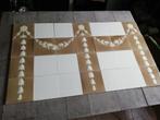 61,5hx368br Art nouveau tegelwand taupe/cremewit, tulpjes, Antiek en Kunst, Ophalen