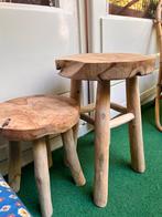 2 robuste krukken/bijzettafel/plantenkruk, Ophalen, Zo goed als nieuw, Hout