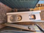 (*0011) Aanrechtblad met dubbele rvs spoelbak 242 cm lang, Ophalen, Gebruikt, ., 200 cm of meer