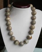 Schitterende ketting met grote Picture Jaspis kralen, Sieraden, Tassen en Uiterlijk, Kettingen, Bruin, Verzenden, Nieuw, Steen of Mineraal