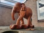 Massief Houten Olifant – Handgesneden Decoratiebeeld, Ophalen of Verzenden