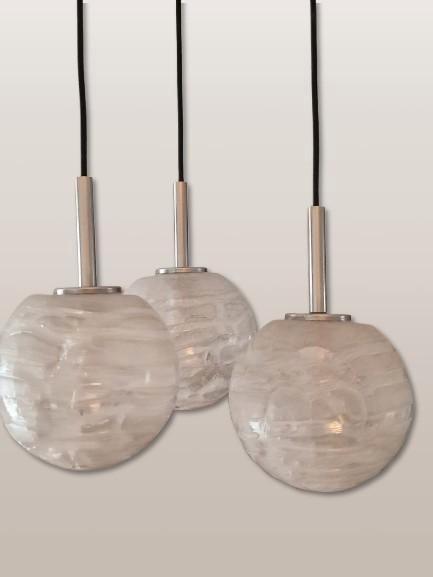 mid-century cascade hanglamp doria leuchten, Huis en Inrichting, Lampen | Hanglampen, Gebruikt, Minder dan 50 cm, Glas, Metaal