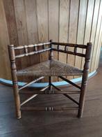 Vintage hoekstoel van riet en hout, Ophalen, Gebruikt, Bruin, Vintage